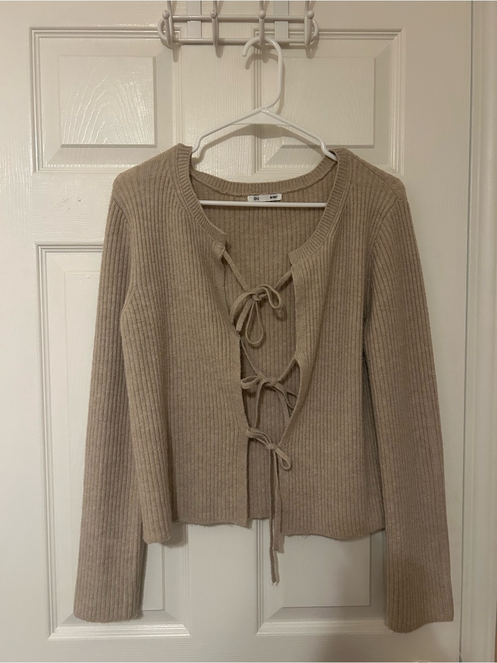GU Tie-Front Ribbed Cardigan - Picture 8 of 9